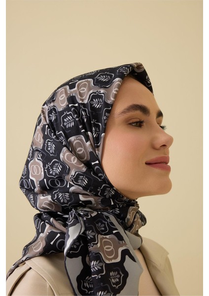 Girdap Siyah-Gri Tivil Ipek Eşarp 95X95 indirimleri