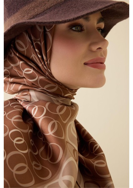 Noor Yolu 2 Tarçın Tivil Ipek Eşarp 90X90