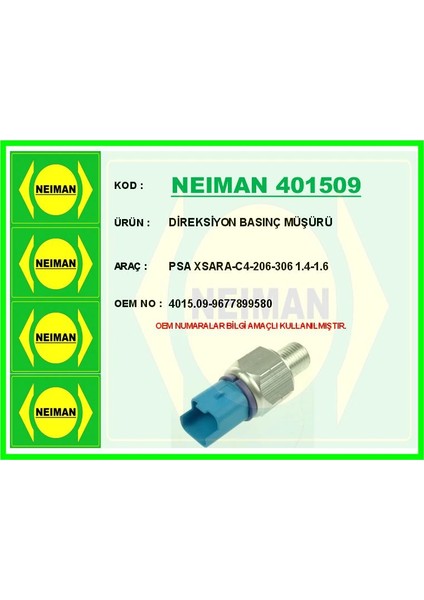 DİREKSİYON BASINÇ MÜŞÜRÜ PARTNER-BERLINGO-P206-P306-P307-P406-XSARA-C4 1996-2015 9677899580 4015 09 9632675080