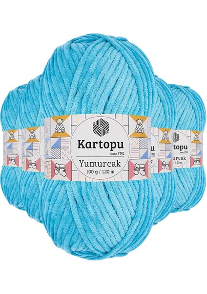 5 Adet Yumurcak Kadife El Örgü Ipi Turkuaz K515