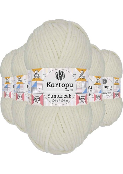 5 Adet Yumurcak Kadife El Örgü Ipi Kırık Beyaz K011