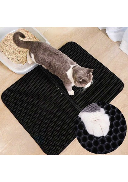 Elekli Kedi Tuvalet Önü Paspası - Siyah indirimleri