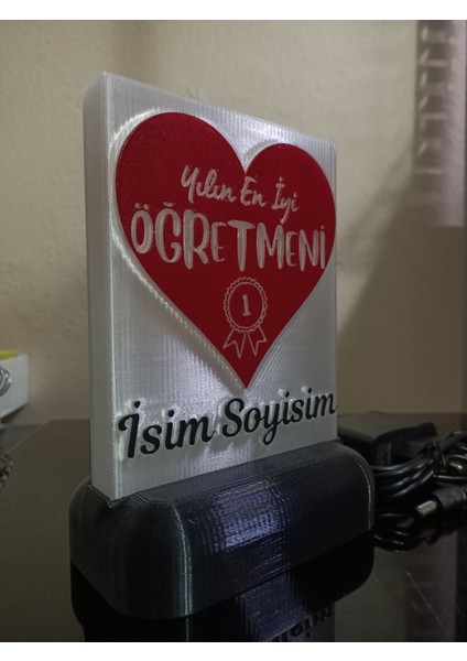 Öğretmene Hediyelik Isimli Dekoratif LED Lamba M3 - Kablolu Adaptörlü - Beyaz LED Işıklı fırsatları
