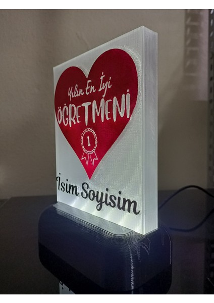 Öğretmene Hediyelik Isimli Dekoratif LED Lamba M3 - Kablolu Adaptörlü - Beyaz LED Işıklı indirimleri