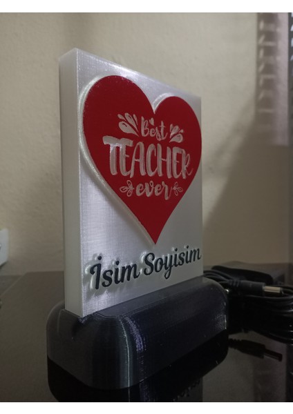 Öğretmene Hediyelik Isimli Dekoratif LED Lamba M1 - Kablolu Adaptörlü - Amber LED Işıklı fırsatları