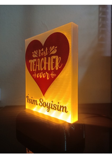 Öğretmene Hediyelik Isimli Dekoratif LED Lamba M1 - Kablolu Adaptörlü - Amber LED Işıklı indirimleri
