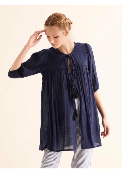 Bağcık Detaylı Kadın Kimono Lacivert Y1861115_015 fırsatları