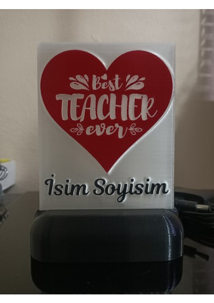 Öğretmene Hediyelik Isimli Dekoratif LED Lamba M1 - Kablolu Adaptörlü - Günışığı LED Işıklı fiyatları