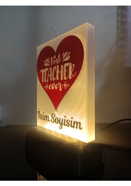 Öğretmene Hediyelik Isimli Dekoratif LED Lamba M1 - Kablolu Adaptörlü - Günışığı LED Işıklı indirimleri