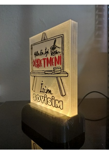Öğretmene Hediyelik Isimli Dekoratif LED Lamba M4 - Kablolu Adaptörlü - Günışığı LED Işıklı indirimleri
