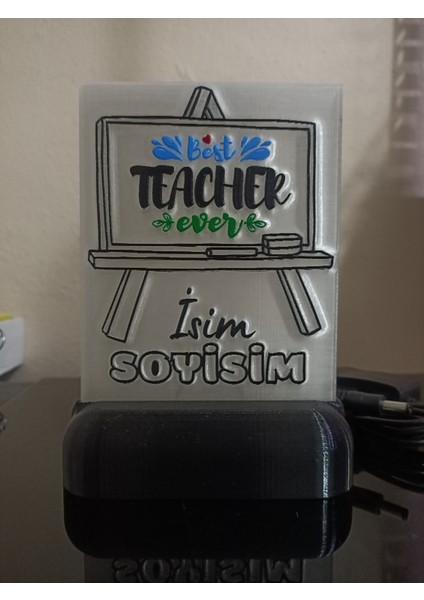 Öğretmene Hediyelik Isimli Dekoratif LED Lamba M2 - Kablolu Adaptörlü - Günışığı LED Işıklı fiyatları