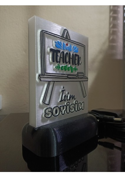 Öğretmene Hediyelik Isimli Dekoratif LED Lamba M2 - Kablolu Adaptörlü - Günışığı LED Işıklı fırsatları