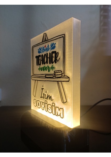Öğretmene Hediyelik Isimli Dekoratif LED Lamba M2 - Kablolu Adaptörlü - Günışığı LED Işıklı indirimleri