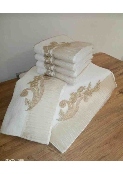 %100 Pamuklu 50×90 Piliseli Güpürlü Lüx Kutulu Çeyizlik El ve Yüz Havlu Seti