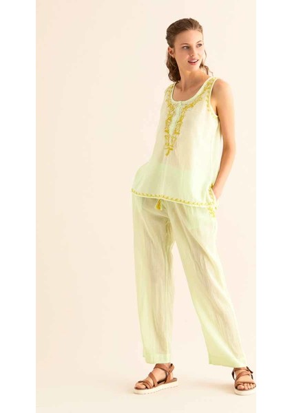 Yakası İşlemeli Bluz Açık Yeşil Y9962102_436