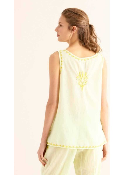 Yakası İşlemeli Bluz Açık Yeşil Y9962102_436 indirimleri