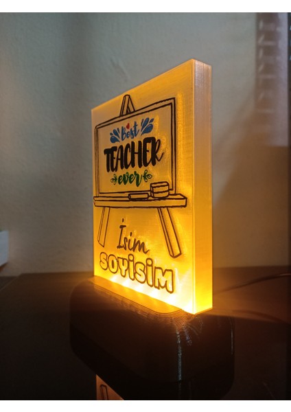 Öğretmene Hediyelik Isimli Dekoratif LED Lamba M2 - Kablolu Adaptörlü - Amber LED Işıklı indirimleri
