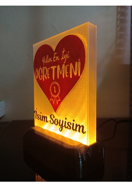 Öğretmene Hediyelik Isimli Dekoratif LED Lamba M3 - Kablolu Adaptörlü - Amber LED Işıklı indirimleri