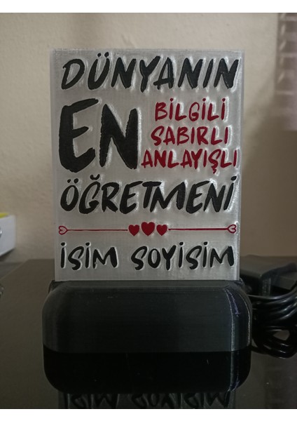 Öğretmene Hediyelik Isimli Dekoratif LED Lamba M5 - Kablolu Adaptörlü - Günışığı LED Işıklı fiyatları