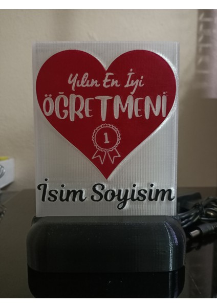 Öğretmene Hediyelik Isimli Dekoratif LED Lamba M3 - Kablolu Adaptörlü - Günışığı LED Işıklı fiyatları