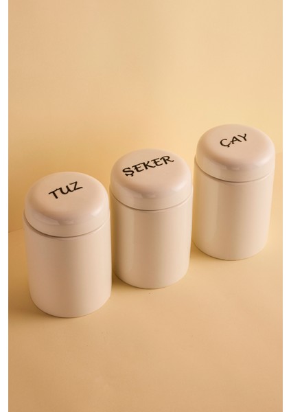 Heybeli 3'lü Porselen Kapaklı Yuvarlak Formlu Ergonomik Kavanoz Takımı modelleri