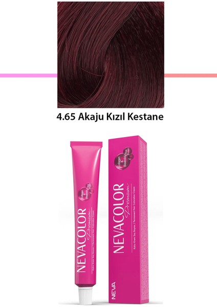 Premium 4.65 Akaju Kızıl Kestane - Kalıcı Krem Saç Boyası 50 G Tüp