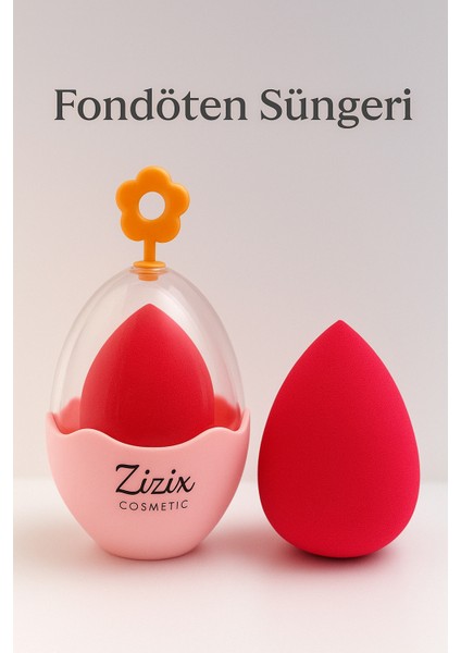 Oval Makyaj Süngeri – Plastik Saklama Kabında Fondöten Süngeri, Yumuşak ve Dayanıklı Uygulama Pufu