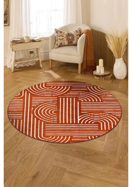 Revna Yuvarlak Halı | Yıkanabilir, Kaymaz Taban, Modern Salon ve Mutfak Halısı