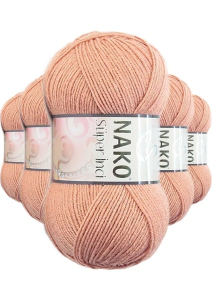 5 Adet Süper Inci El Örgü Ipi 100 gr Badem Içi 11071