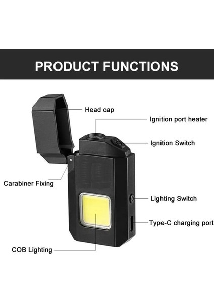 Projektör El Feneri ve Pürmüz Çakmak USB Gazsız Şarjlı Çakmak 600 Lümen indirimleri