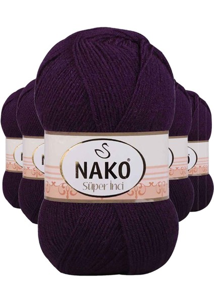 5 Adet Süper Inci El Örgü Ipi 100 gr Mor 3260