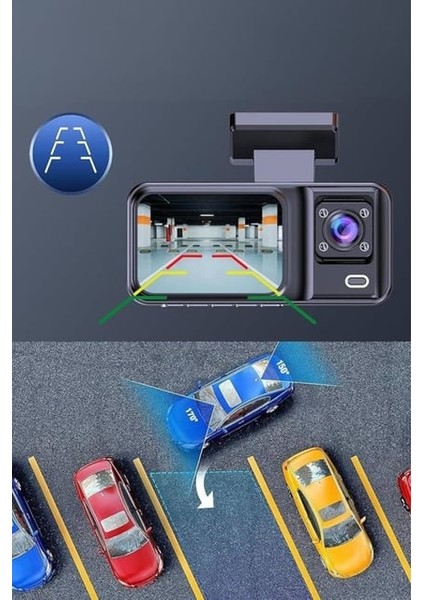 Araç Kamerası - 3 Kameralı Wifi Ön , Iç ve Arka Full Hd Dvr Araç Içi Ekranlı Kamera fırsatları