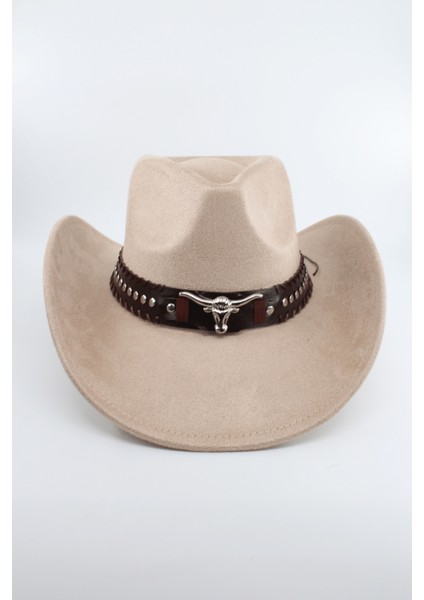 Unisex Kovboy Şapka – Ayarlanabilir Ip Detaylı, Deri Tokalı Western Şapka