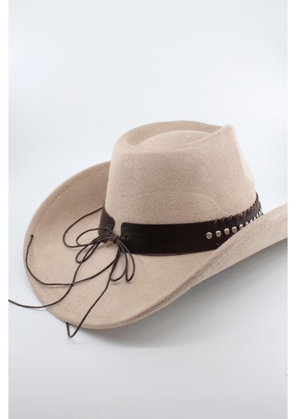 Unisex Kovboy Şapka – Ayarlanabilir Ip Detaylı, Deri Tokalı Western Şapka fırsatları