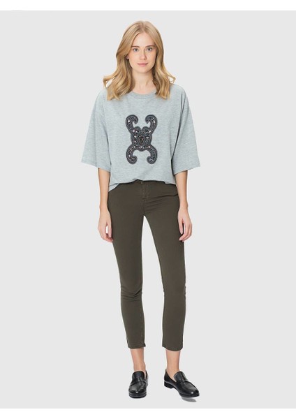 Kısa Paça Cepli Kadın Pantolon Haki K1853106_023