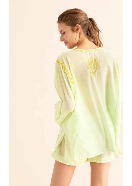 İşlemeli Açık Kadın Bluz Açık Yeşil Y9962104_436 modelleri