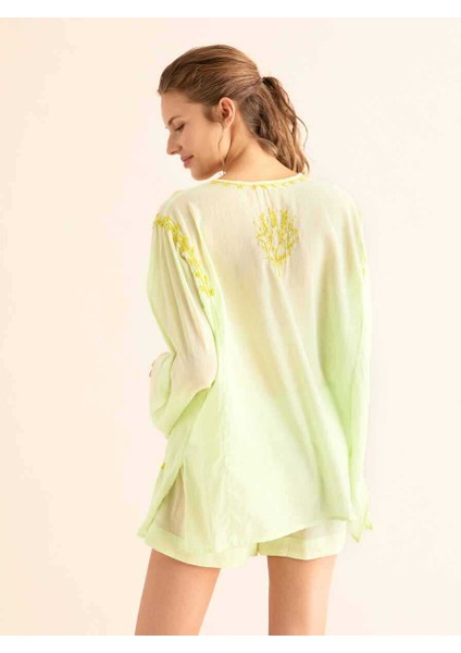 İşlemeli Açık Kadın Bluz Açık Yeşil Y9962104_436 indirimleri