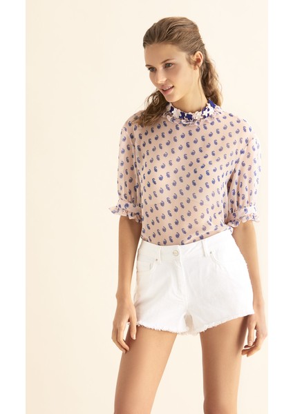 Paça Detaylı Cepli Mini Şort Beyaz Y1812116_002 fiyatları