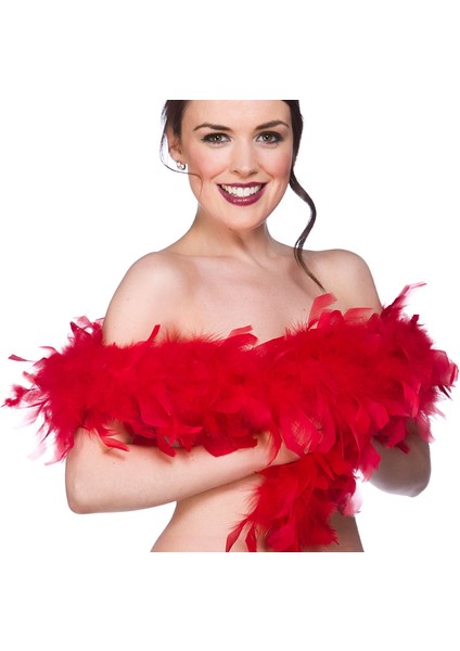 2 Metre Boa Tüy Otriş - Kırmızı