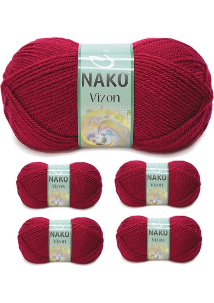5 Adet Vizon Premium Akrilik El Örgü Ipi Yünü Renk NO:3630 Vişne Çürüğü