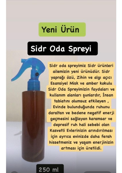 Sidr Huzur Spreyi Ortam Oda Kokusu Doğal Kimyasalsız Manevi Destek