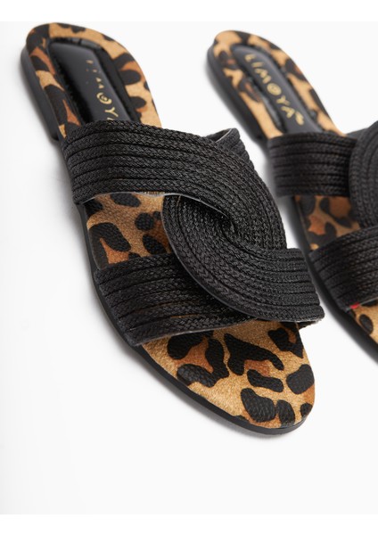 Nihaal Siyah Çapraz Bantlı Düz Taban Kadın Terlik indirimleri