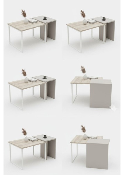 Zen Ikili Orta Sehpa Traverten Görünümlü Dokulu Mat Yüzey 95x45x46h cm fiyatları