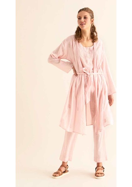 İşlemeli Açık Kimono Pembe Y9962101_038