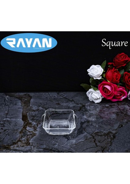 Square Tekli Kare Cam Kahvaltılık Kase ROYALEKS-81485