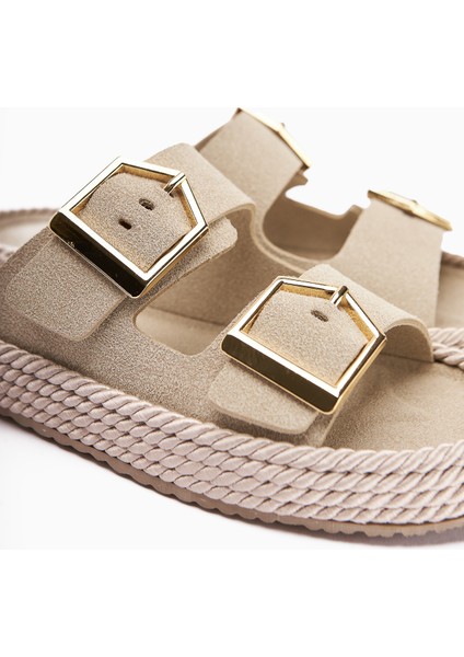 Horia Bej Çift Bantlı Örgü Tabanlı Kadın Terlik fırsatları