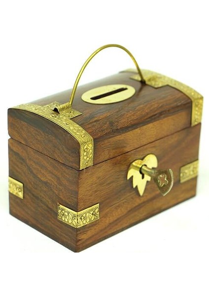 Kumbara Kilitli Ahşap Kutu Kumbara Hediyelik (KNM-H0071) (292292)