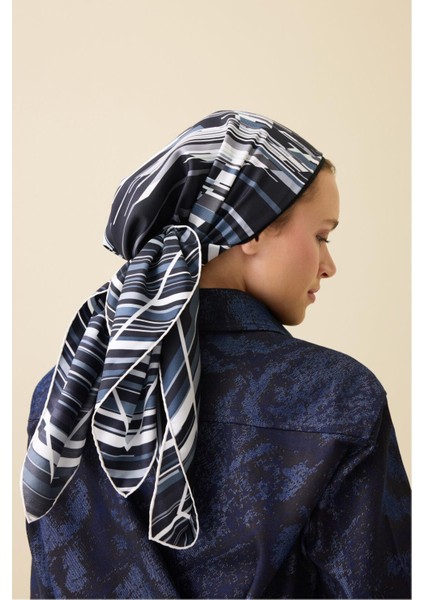 Yağmur Noor Siyah Tivil Ipek Eşarp 90X90