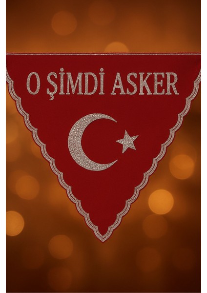 Asker Örtüsü Pullu ''o Şimdi Asker'' Yazılı Pullu, Eldivenli Kırmızı Renk (Üçgen Şeklinde) fırsatları