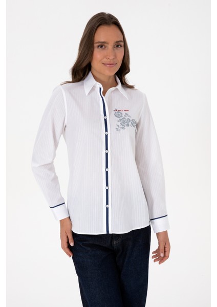 Kadın Beyaz Gömlek Desenli 50316397-VR013 modelleri